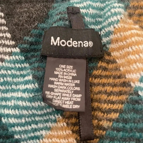 Modena Women Turtle Neck Knit Fringe Plaid Poncho Cape Soft Shawl One Size - Picture 5 of 9